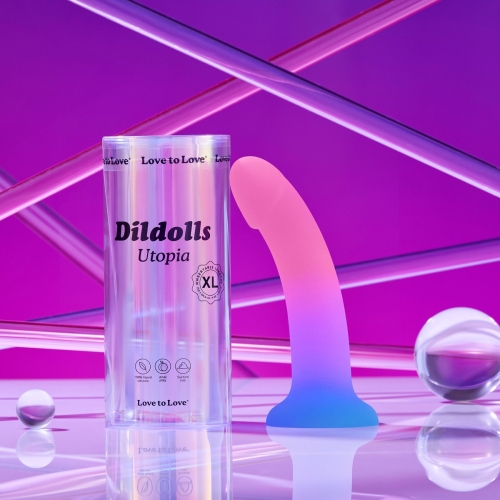 Насадка для страпону на присосці з кольоровим градієнтом Love To Love Dildolls Utopia розмір XL - 6