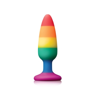 Анальна силіконова пробка на присосці кольорового кольору NS Novelties Colours pride edition довжина 100 мм