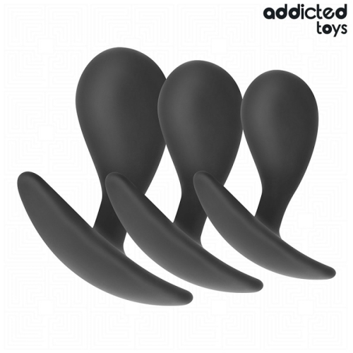 Набір анальних пробок чорних силіконових Addicted Toys Set Of 3 Anal Plug Silicone модель 3 3 штуки - 2