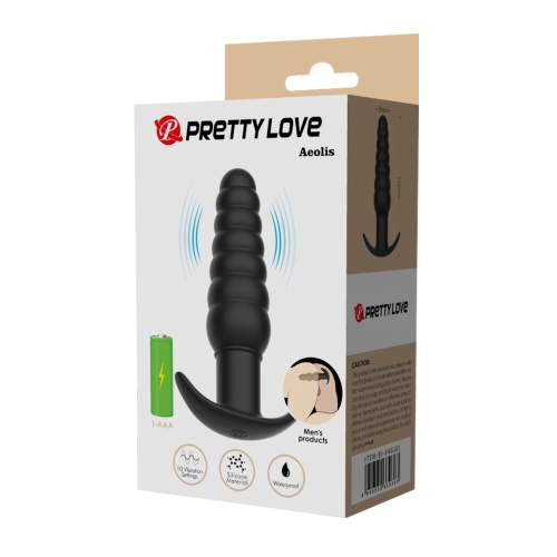 Анальна вібропробка ребриста чорна LYBAILE Pretty Love Aeolis - 18