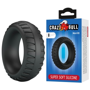 Эрекционное кольцо на член в форме шины силиконое черное LYBAILE Crazy Bull Merritt