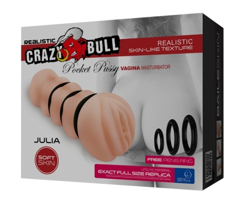 Мастурбатор-вагина для мужчин Crazy Bull JULIA Pocket Pussy vagina - 8