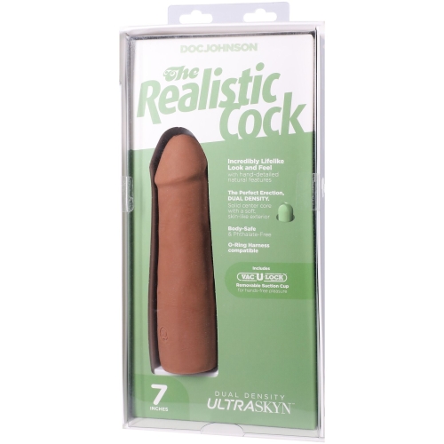Фалоімітатор реалістичний на присосці бежевий Doc Johnson The Realistic Cock ULTRASKYN - 7 Inch Caramel - 9