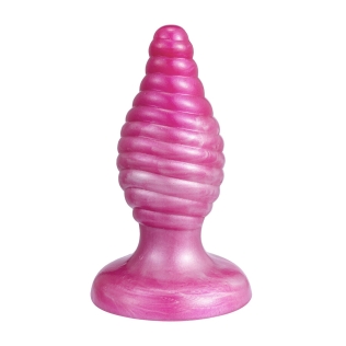 Анальная пробка на присоске ребристая розовая SilexD Fantasy Cherry Plug размер M 