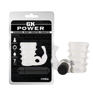 Вибронасадка на член со стимуляцией клитора прозрачного цвета Screaming Bunny Vibrating Enhancer