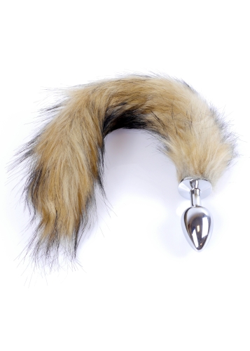 Анальная пробка серебристого цвета с хвостом коричневого цвета Boss Series Boss of toys Fox Tail Brown размер XL - 6