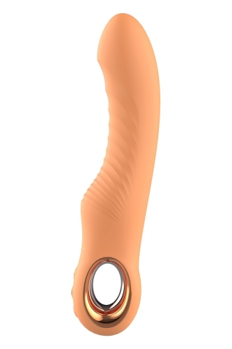 Вибратор ребристый вагинальный и для точки G оранжевого цвета Dream Toys Glam Flexible - 2