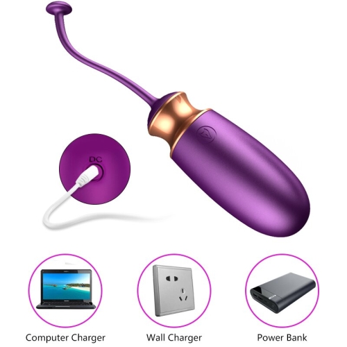 Віброяйце з підігрівом і пультом ДУ силіконовий фіолетовий Vibrating Love EGG USB - 5