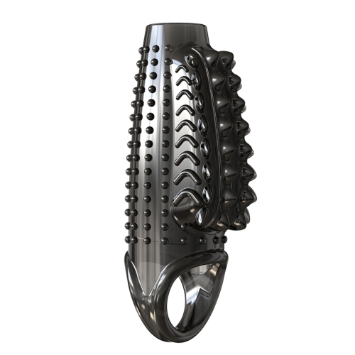 Стимулирующая насадка на член с пупырышками черная Meleon - Dragon Ejaculation Control Sleeve - 6