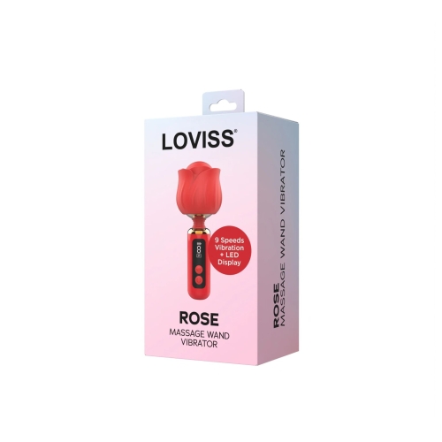 Вібромасажер голівка у вигляді червоної троянди Loviss Rose Mini Massage Wand Vibrator 9 режимів - 6