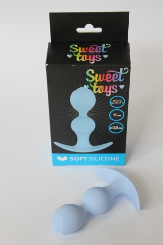Анальна пробка силіконова SWEET TOYS L 110 мм d 35 мм колір блакитний - 3