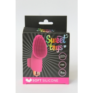 Вібратор для клітора силіконовий з вусиками на палець SWEET TOYS Рожевий L 9 см d 3,3 см