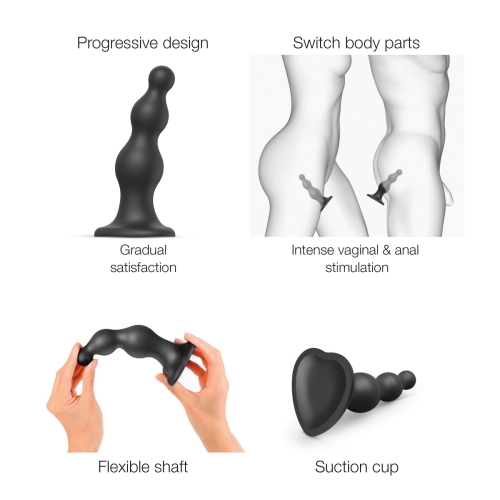 Насадка для страпона силиконовая черная Strap-On-Me Dildo размер S - 3