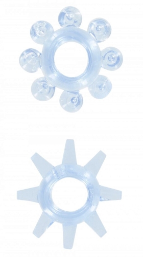 Набор из 2 шт эрекционных колец на пенис голубой без вибрации Power stretchy Rings Blue - 2