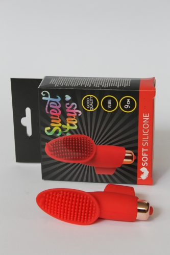 Вибратор для клитора силиконовый с усиками на палец SWEET TOYS красный L 9 см D 3,3 см - 2