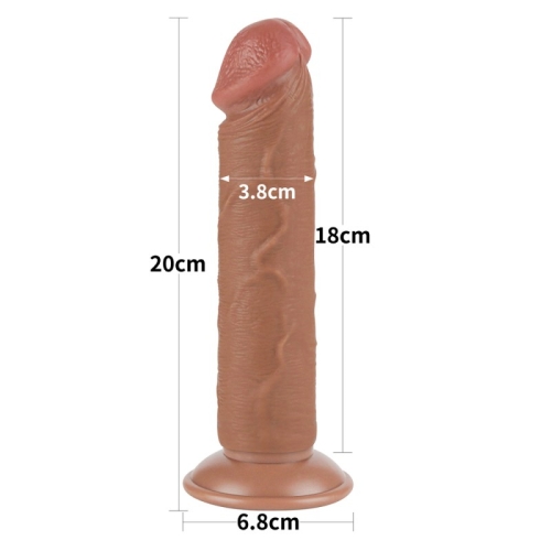 Фалоімітатор на присосці реалістичний Sliding Skin Dual Layer Dong 8.0 коричневий - 2