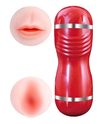 Мастурбатор с двумя входами Ротик и Вагина телесного цвета OYO - Double Pump RED YQM-205 RED - 1