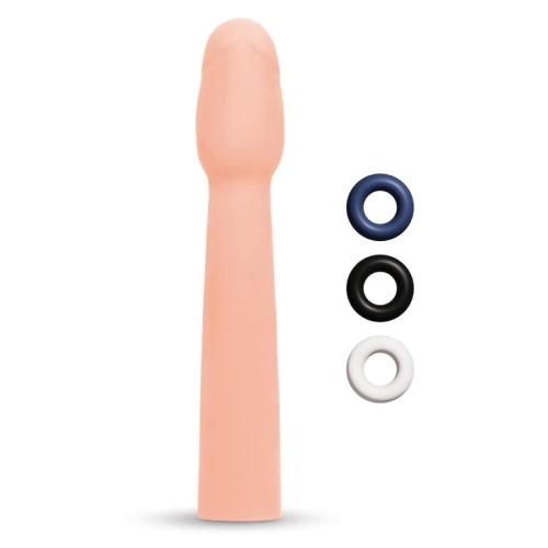 Насадка на член із 3 ерекційними кільцями у наборі бежева Size-Up Penis Entender - 1