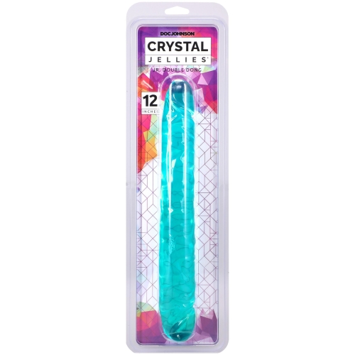 Фаллоимитатор двусторонний реалистичный бирюзовый Doc Johnson Crystal Jellies 12&amp;quot; Jr. Double Dong - 2