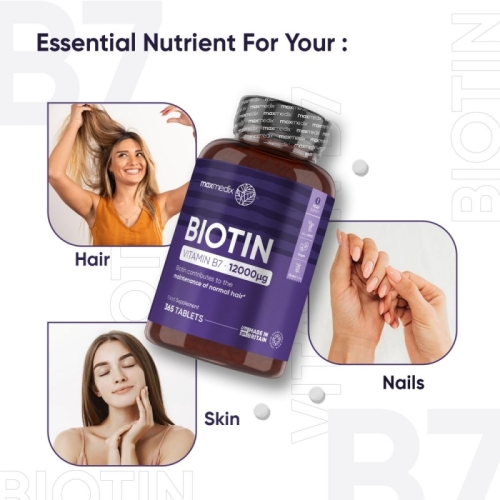 Таблетки для міцності волосся Leadinghealth Maxmedix Biotin 365 капсул - 2