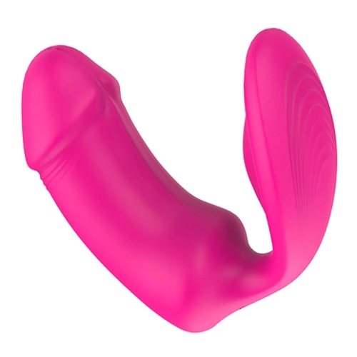 Подвійний вагінально-кліторальний вібратор з рожевим пультом Dream Toys Essentials - 19