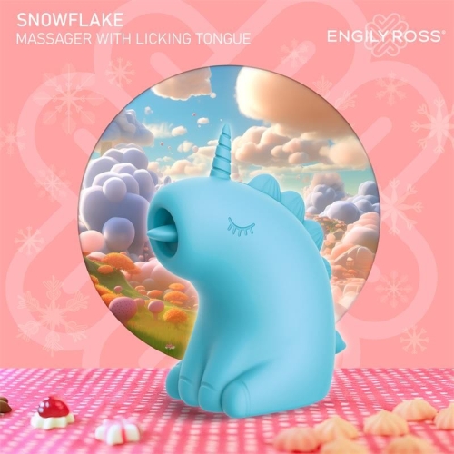 Кліторальний вібратор з пультом керування блакитною Engily Ross Snowflake Massager Licking Tongue - 3