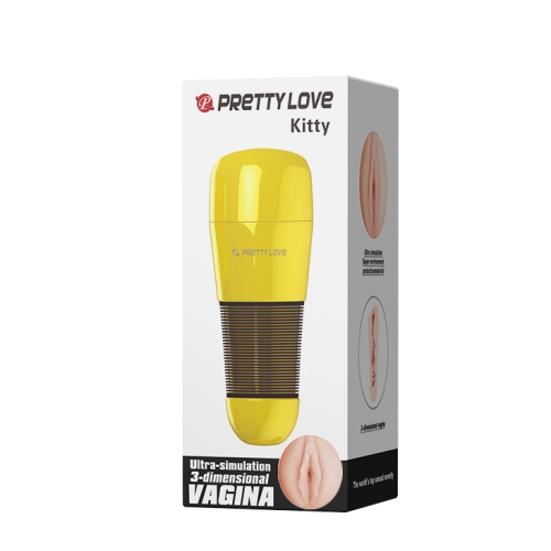 Мастурбатор вагина в золотистой колбе телесного цвета Lybaile Preetty love Kitty - 7