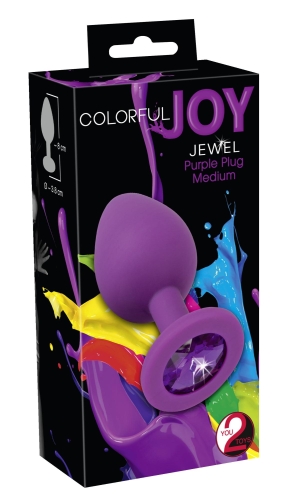 Анальная пробка с кристаллом фиолетового цвета Colorful Joy размер М - 1