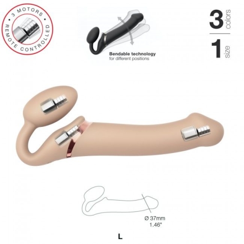Жіночий вагінальний страпон з вібрацією Strap-On-Me Vibrating Flesh L - 2