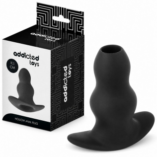 Анальная пробка с отверстием силиконовая черная Addicted Toys Hollow Anal Plug