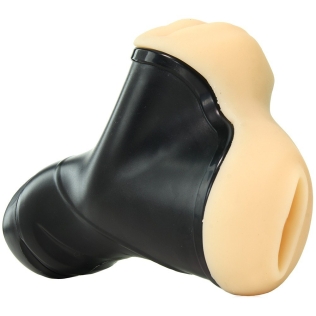 Мастурбатор в колбе Вагина и Ротик с вибрацией телесного цвета Pipedream PDX Double Penetration Vibrating Stroker