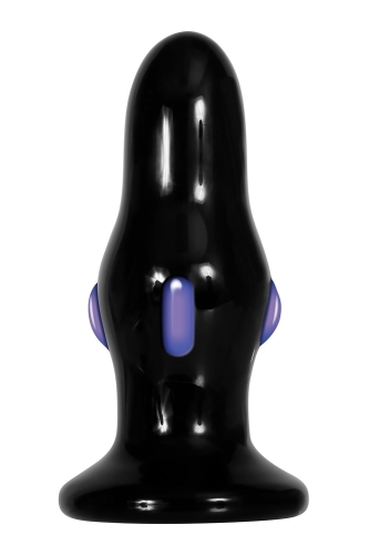 Анальна скляна вібропробка чорного кольору Adam &amp;amp; Eve Rear rocker vibrating glass anal plug - 1