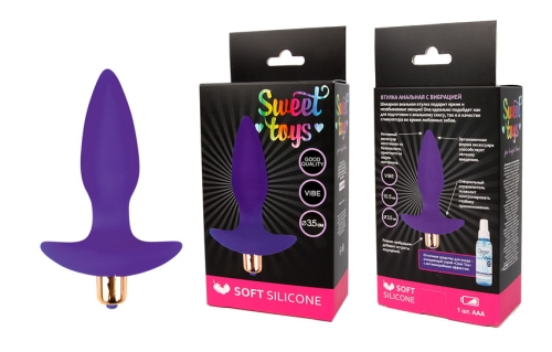 Втулка анальна з вібрацією Sweet Toys L 105 мм d 35 мм, Колір Фіолетовий - 1