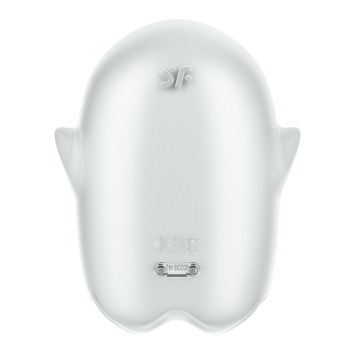 Вакуумный клиторальный стимулятор с вибрацией белого цвета Satisfyer Glowing Ghost - 5