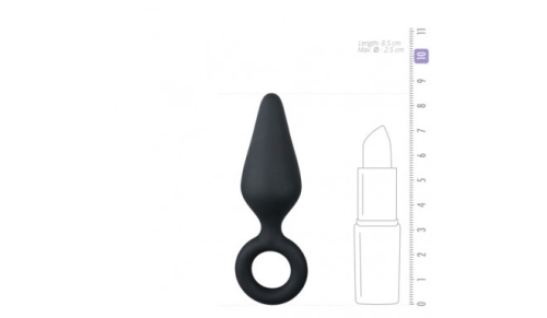 Анальная пробка со стоппером кольцом силиконовая черная EasyToys - 3