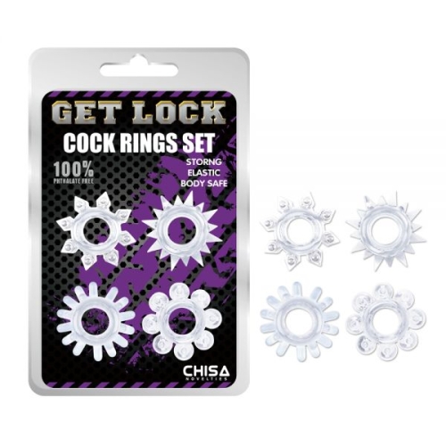 Набор прозрачных эрекционных колец для члена разной формы Chisa Cock Rings Set - 1