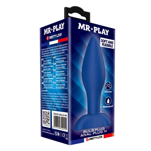Анальна пробка силіконова синя LYBAILE MR.PLAY - Bulb Anal Plug розмір M - 8