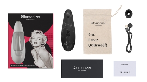 Вакуумний кліторальний стимулятор чорного кольору Womanizer Marilyn Monroe - 10