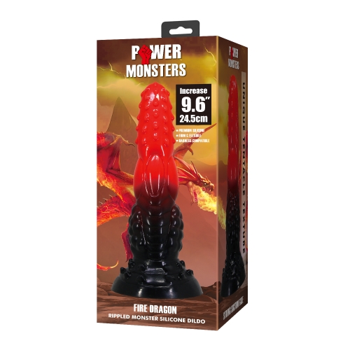 Фаллоимитатор силиконовый на присоске, черно-красный Baile Power Monsters Fire Dragon - 8
