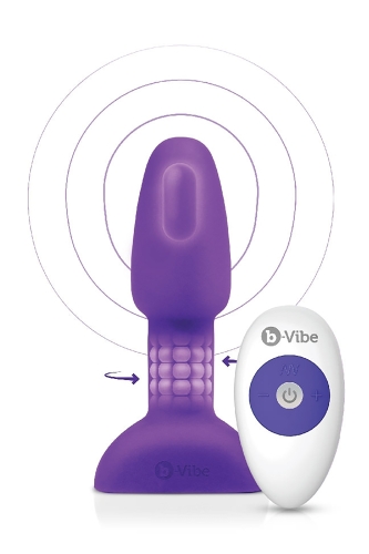 Анальная пробка с римминг эффектом и пультом B-VIBE для эротических игр фиолетовая - 1