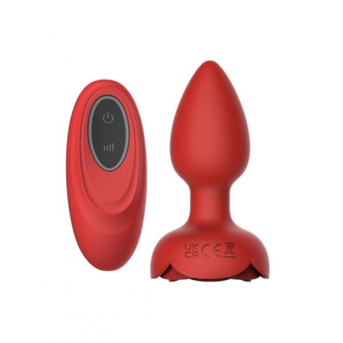 Анальна вібропробка з ПУ та підсвічуванням Rainbow Light Rose Plug червона - 2