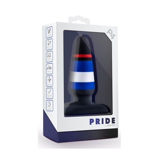 Анальний корок чорний з кольоровими лініями Blush Pride Avant - 2