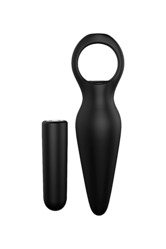 Анальная вибропробка конической формы с кольцом черного цвета Dream Toys CHEEKY LOVE - 1