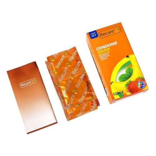 Презервативы ароматы мята банан клубника Recare Color Fruit Flavour Condoms 12 штук - 3