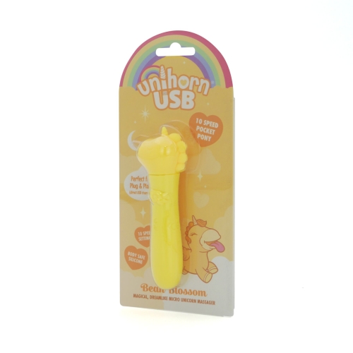 Віброкулька одноріжка для клітора жовтого кольору Unihorn USB Bullet Bean Blossom - 3