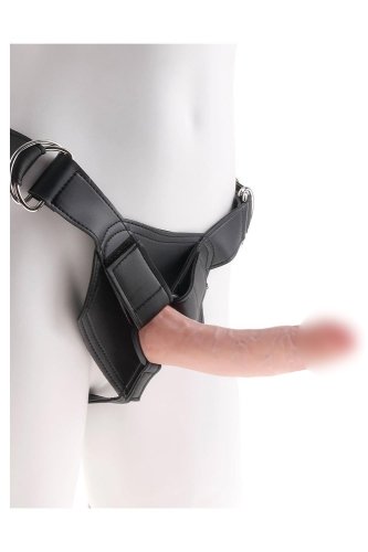 Ремінний страпон реалістичний з кільцевим кріпленням бежевий Pipedream King Cock Strap-On - 1