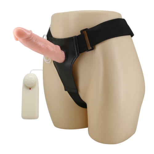 Вибрострапон полый мужской с пультом управления бежевый Baile Vibrating Strap On - 5