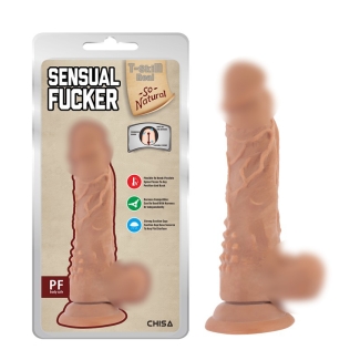 Фаллоимитатор рельефный реалистичный на присоске бежевого цвета Chisa Sensual Fucker