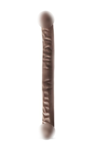 Подвійний фалоімітатор реалістичний шоколадного кольору DR SKIN 18inch CHOCOLATE - 1
