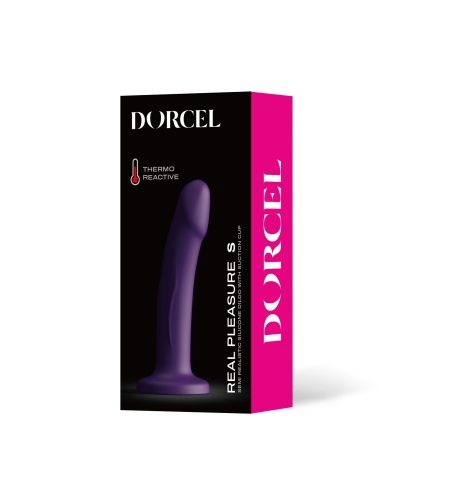 Насадка для страпона на присоске термоактивная силиконовая фиолетового цвета Dorcel Real Pleasure размер S - 5